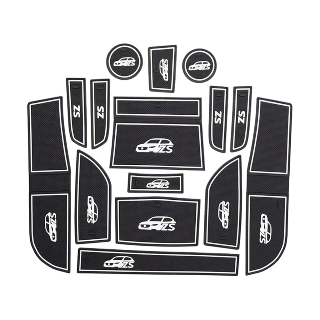 Satz Autotür-Rillenmatte für MG ZS 2017-2019, Anti-Rutsch-Schlitzpolster Auto-Innenausstattung Getränkehaltermatte Zubehör,White von XYPDMGRE