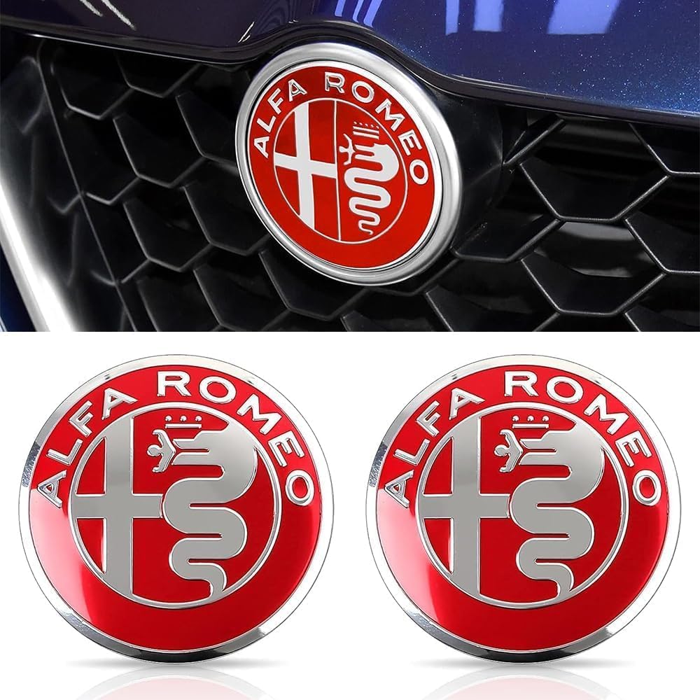 Auto Emblem Aufkleber, Für Alfa Romeo Giulia Stelvio Giulietta 159 147 156 166, Motorhaube Kofferraum Logo Heckklappen Buchstaben Selbstklebende Ersatz Dekoration,A von XYTUAT