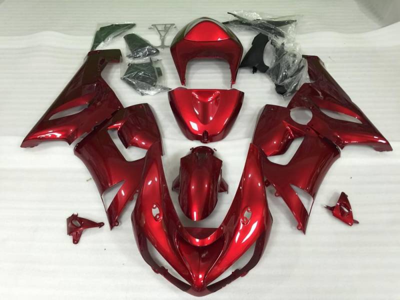 XYTlabs Spritzguss-Kunststoff-Verkleidungs-Set für 05 06 ZX6R ZX-6R 636 2005 2006 ZX6R 636, rotes Verkleidungs-Set 059AV von XYTlabs