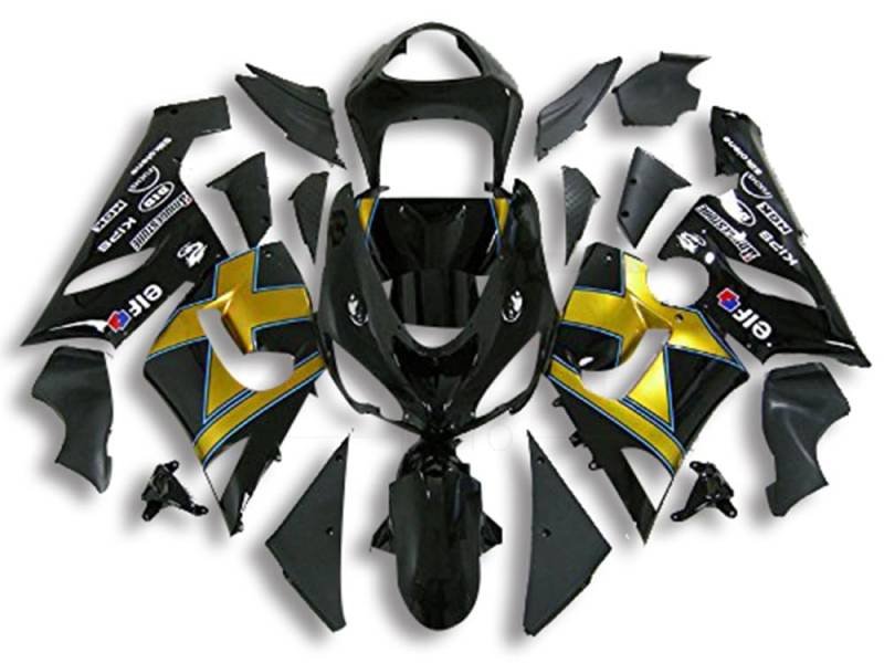 XYTlabs Spritzguss-Kunststoff-Verkleidungs-Set für 05 06 ZX6R ZX-6R 636 2005 2006 ZX6R 636 schwarz gold Verkleidungen Set 071BA von XYTlabs