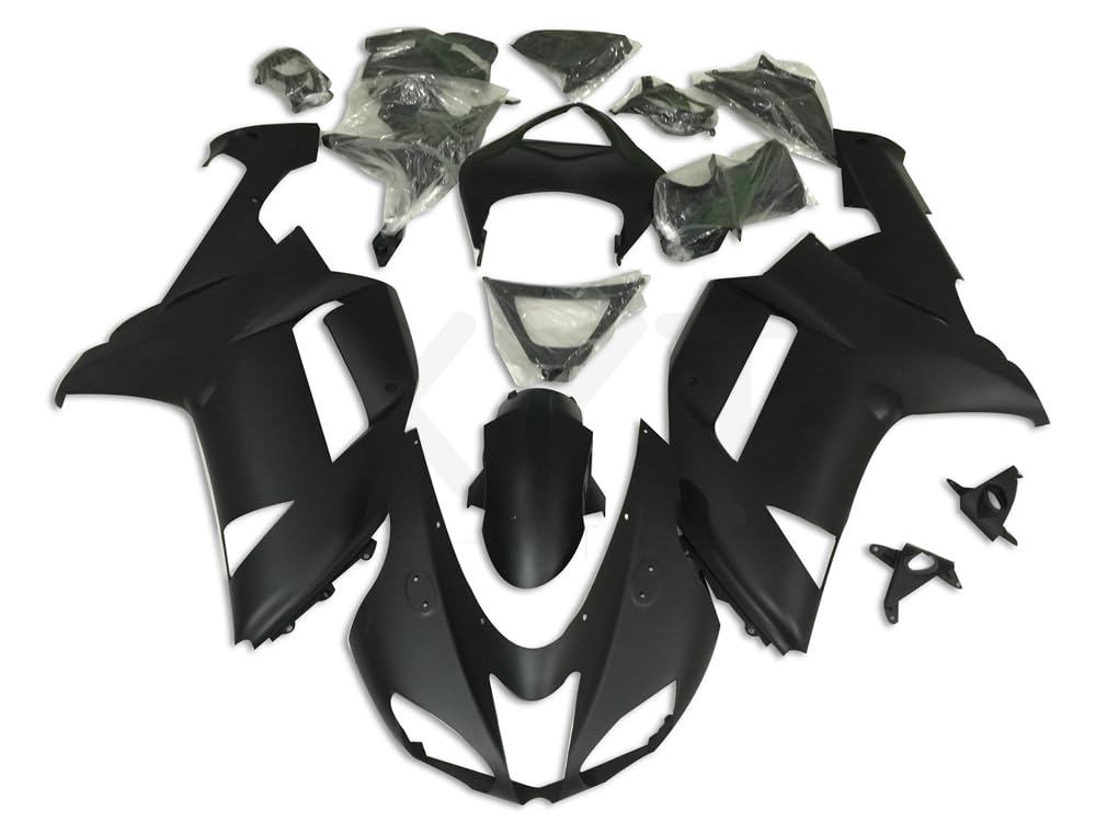 XYTlabs Spritzguss-Kunststoff-Verkleidungs-Set für 07 08 ZX6R ZX-6R 636 2007 2008 ZX6R 636, schwarzes Verkleidungs-Set 028TC von XYTlabs