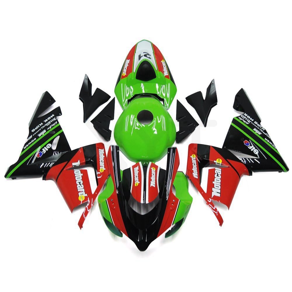 XYTlabs Spritzguss-Kunststoff-Verkleidungsset für 04 05 ZX-10R ZX10R 2004 2005 ZX-10R ZX10R grün rot Verkleidungsset 024CB von XYTlabs