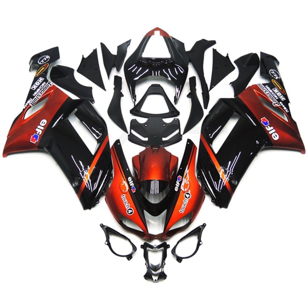 XYTlabs Spritzguss-Kunststoff-Verkleidungsset für 07 08 ZX6R ZX-6R 636 2007 2008 ZX6R 636 schwarz-orange Verkleidungs-Set 015BB von XYTlabs