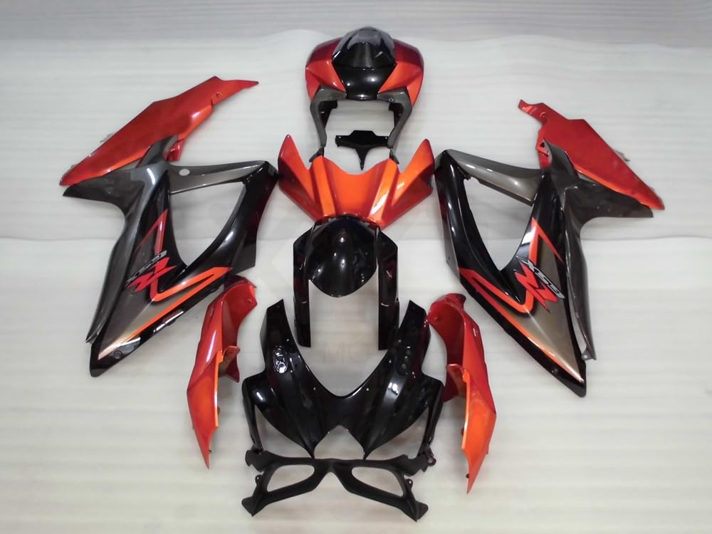 XYTlabs Spritzguss-Kunststoff-Verkleidungsset für 08 09 10 GSX-R750 GSX-R600 K8 2008 2009 2010 GSXR 600 750 schwarz-orange Verkleidungs-Set 015YH von XYTlabs