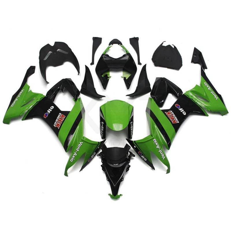 XYTlabs Spritzguss-Kunststoff-Verkleidungsset für 08 09 10 ZX-10R ZX10R 2008 2009 2010 ZX10R grün schwarz Verkleidungen Set 024LN von XYTlabs