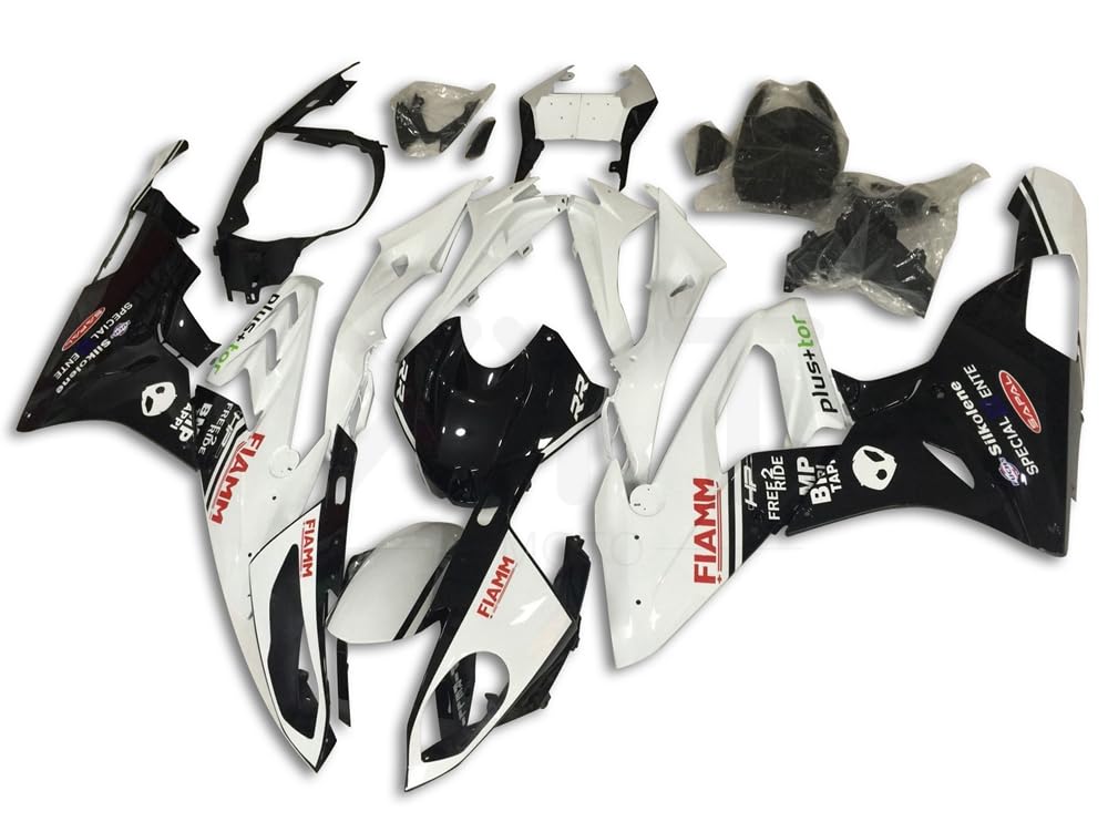 XYTlabs Spritzguss-Kunststoff-Verkleidungsset für 15 16 S1000RR 2015 2016 S 1000 RR Weiß Schwarz Verkleidungen Set 018RL von XYTlabs