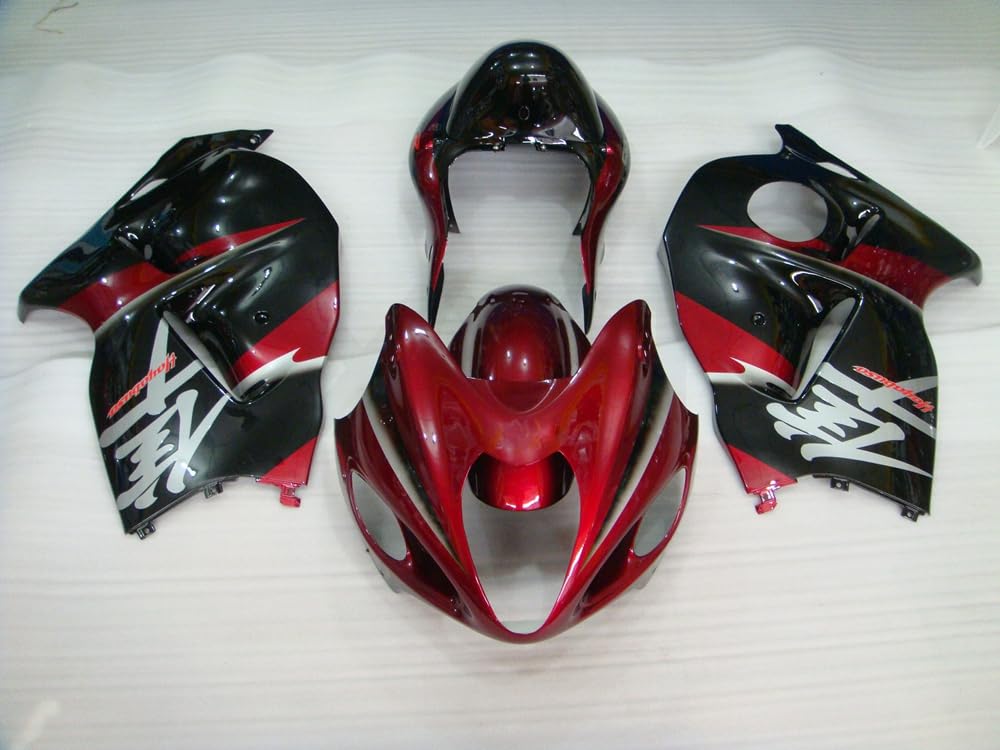 XYTlabs Spritzguss-Kunststoff-Verkleidungsset für 97–07 GSXR1300 GSX-R 1300 1997–2007 GSXR 1300 Rot/Schwarz Verkleidungs-Set 044SV von XYTlabs