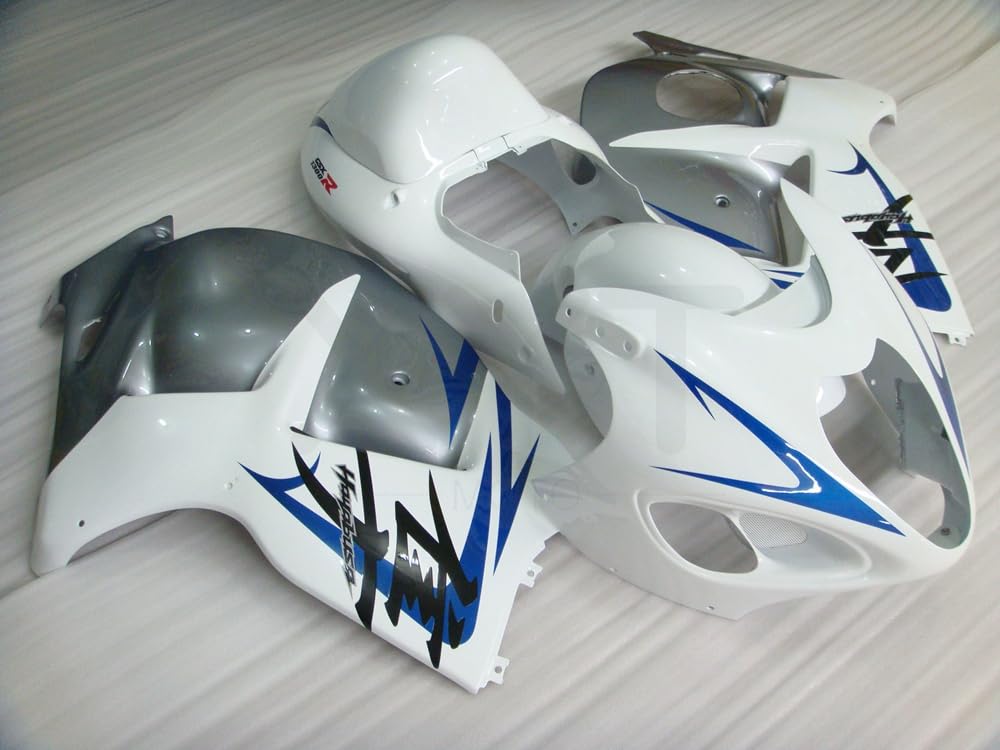 XYTlabs Spritzguss-Kunststoff-Verkleidungsset für 97–07 GSXR1300 GSX-R 1300 1997–2007 GSXR 1300 weißgrau Verkleidungs-Set 039KD von XYTlabs