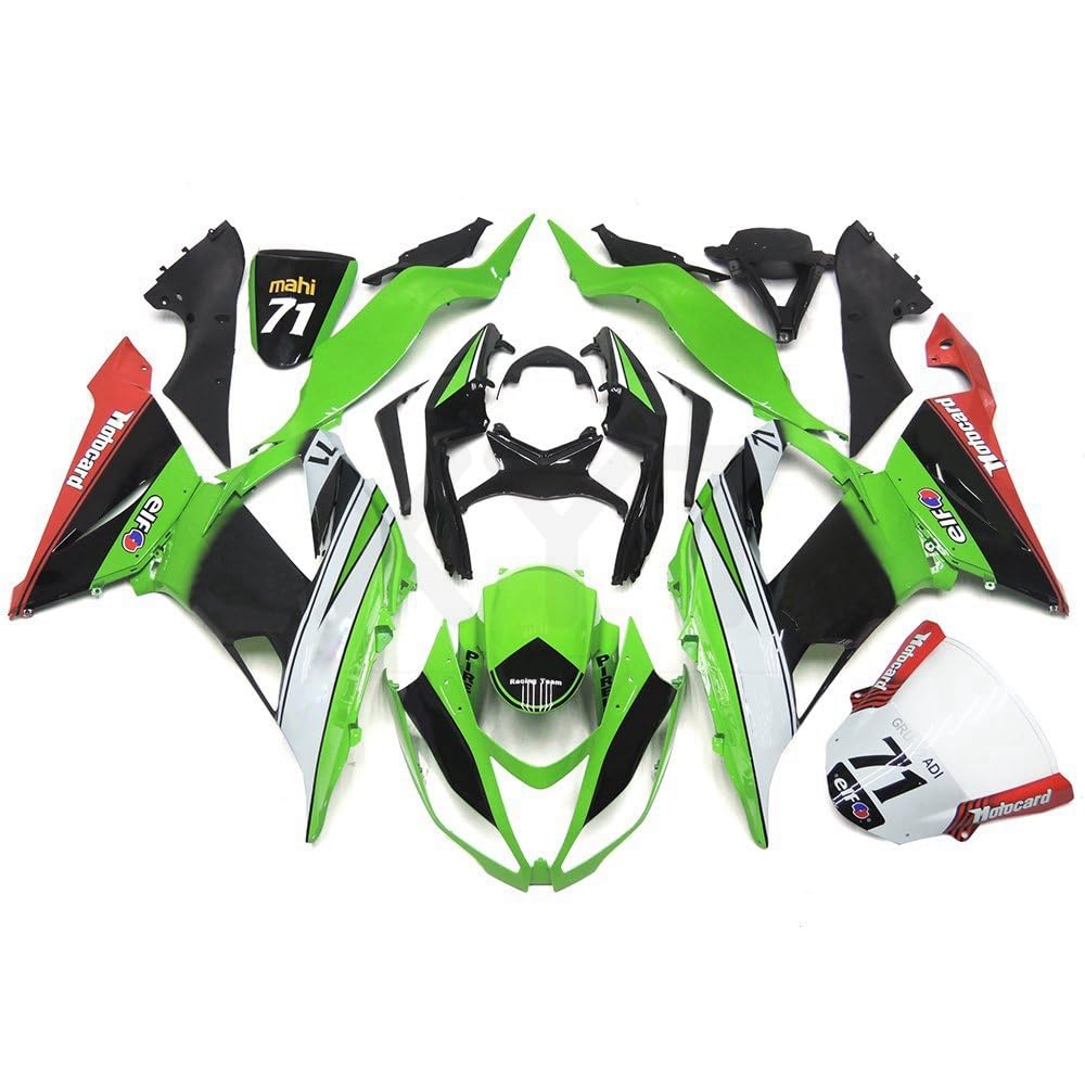 XYTlabs Spritzguss-Kunststoff-Verkleidungsset für ZX6R 2013 2014 2015 2016 2017 2018 ZX-6R 636 grün schwarz Verkleidungen Set 008PO von XYTlabs