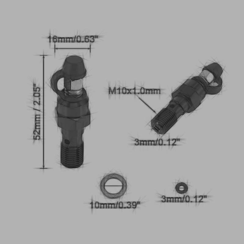 Sets mit Schrauben & Muttern Kompatibel Mit Suzuki M10 X 1,0 Mm Motorrad-Entlüftungsnippelkappe, Motocross-Fahrradbremsen-Hauptzylinder-Bremssattel-Entlüftungsschraube Mit Kappe(52mm 2) von XYUOIS