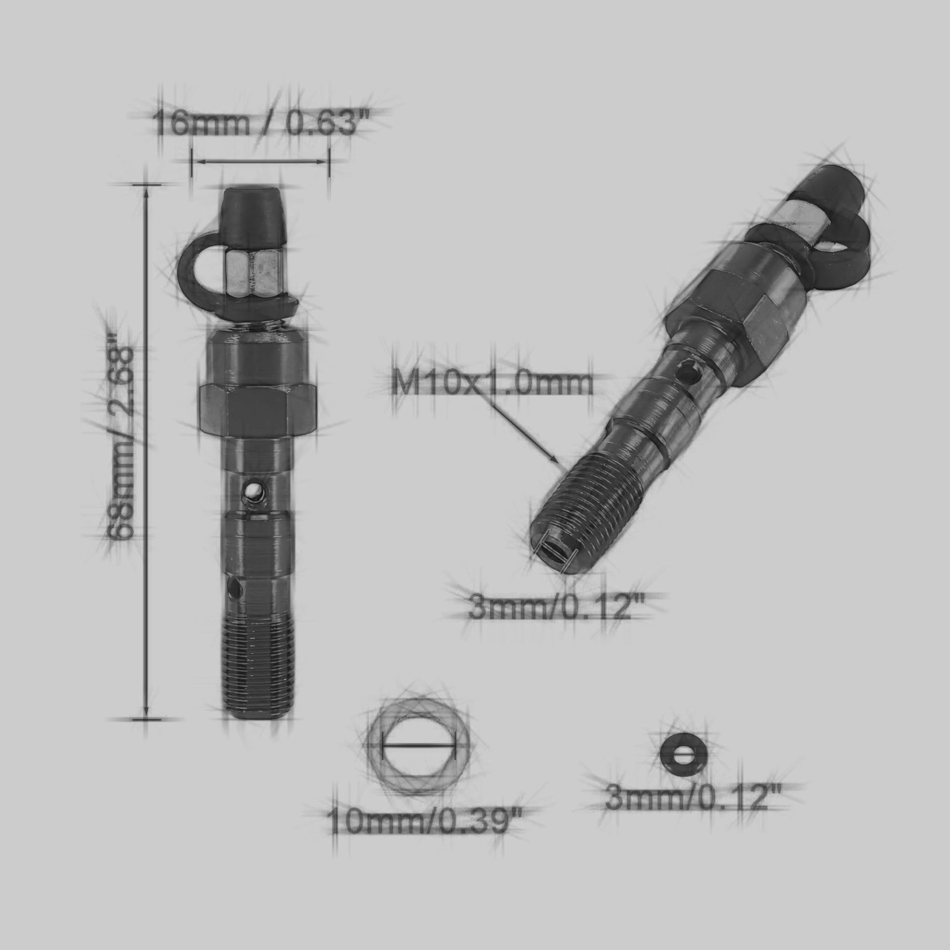 Sets mit Schrauben & Muttern Kompatibel Mit Suzuki M10 X 1,0 Mm Motorrad-Entlüftungsnippelkappe, Motocross-Fahrradbremsen-Hauptzylinder-Bremssattel-Entlüftungsschraube Mit Kappe(68mm A) von XYUOIS