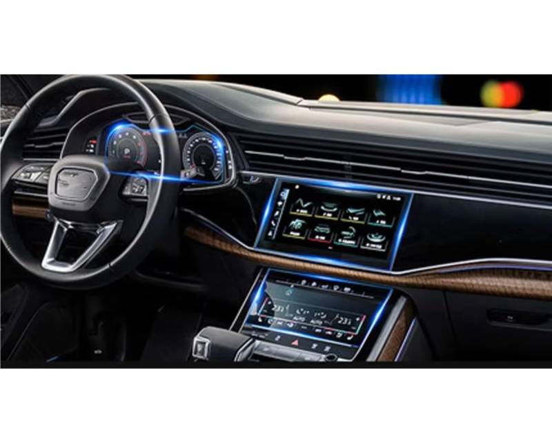 XYUOIS Auto Navi Folie Zubehör Kompatibel Mit A6 C8 A7 2018 2019 2020, Auto-GPS-Navigation, Armaturenbrett-Bildschirm, Gehärtetes Glas, Displayschutzfolie, Stahl-Schutzfolie(1 Set) von XYUOIS