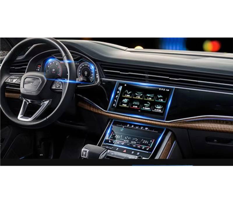 XYUOIS Auto Navi Folie Zubehör Kompatibel Mit A6 C8 A7 2018 2019 2020, Auto-GPS-Navigation, Armaturenbrett-Bildschirm, Gehärtetes Glas, Displayschutzfolie, Stahl-Schutzfolie(Instrument up Lower) von XYUOIS