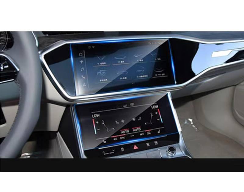 XYUOIS Auto Navi Folie Zubehör Kompatibel Mit A6 C8 A7 2018 2019 2020, Auto-GPS-Navigation, Armaturenbrett-Bildschirm, Gehärtetes Glas, Displayschutzfolie, Stahl-Schutzfolie(Upper and Lower) von XYUOIS