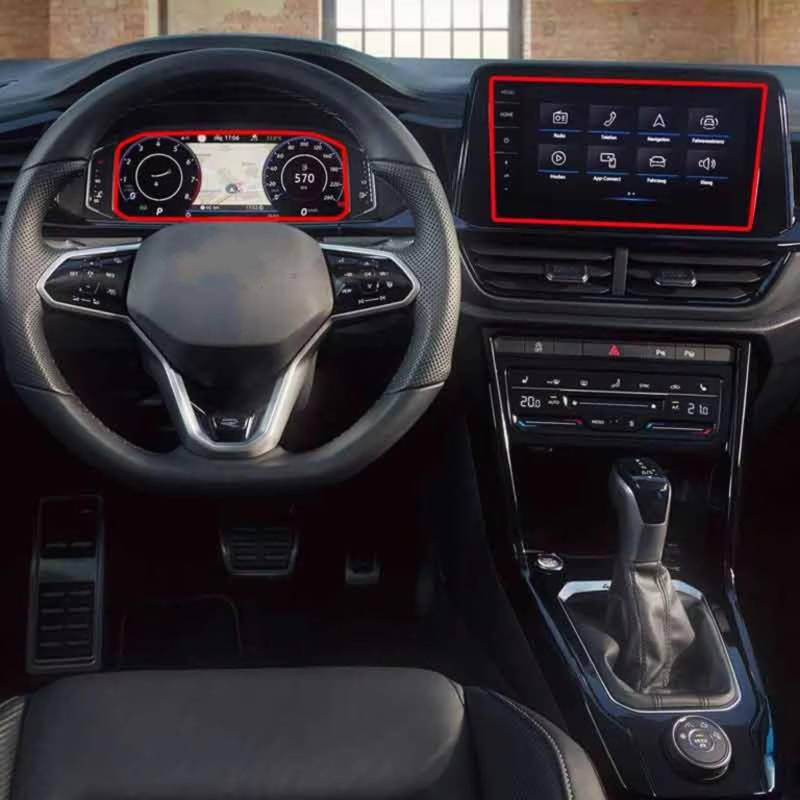 XYUOIS Auto Navi Folie Zubehör Kompatibel Mit VW Für T-ROC 2022, Auto-GPS-Navigation, Gehärtetes Glas, Displayschutzfolie, Auto-Innenraum-Anti-Kratz-Folie(GPS and Dash Board) von XYUOIS