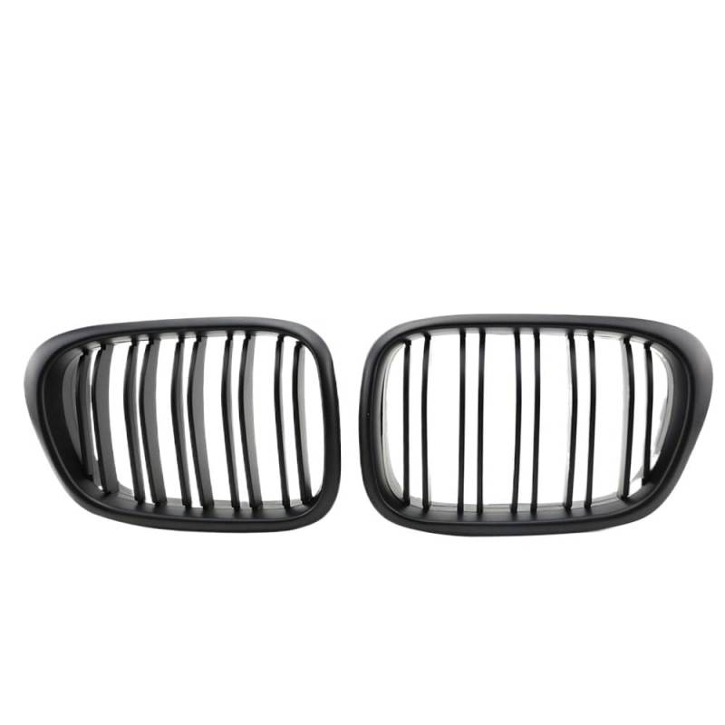 XYUOIS Front Kühlergrille Kompatibel Mit 5 Series E39 525i 528i 530i 540i Für M5 1999 2000 2001 2002 2003 2004 Glanz Matt Schwarz Front Niere Doppel Lamellen Grill(Matte Black) von XYUOIS