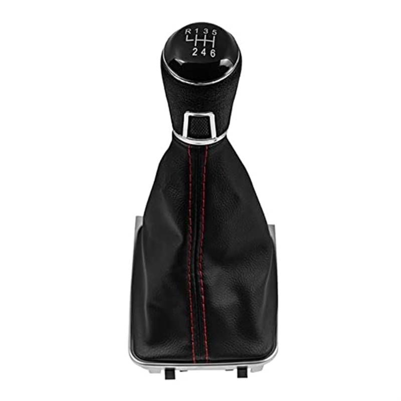 XYWOPO Auto Schalthebelabdeckung, for VW, 7 A7 MK7 for GTI for GTD 2013-2018 Schalthebelhebel Schaltknauf mit Leder Kofferraumabdeckung Hülle Schaltknauf Auto Schaltknäufe(Black 6 Speed Case a) von XYWOPO