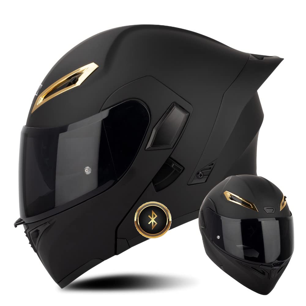 Bluetooth Motorradhelm ECE-geprüfter Klapphelm Modulare Helm Erwachsene Damen und Herren mit Doppelvisier, Lautsprechermikrofon Geräuschunterdrückung Multifunktional Bluetooth von XYYYM