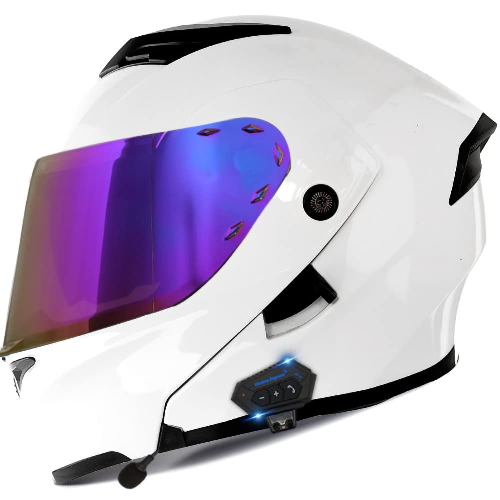 Bluetooth Motorradhelm Motorrad Klapphelm Modularer Helm mit Doppelvisier, ECE Genehmigte Kopfhörer für Automatische Antwort, Vollvisierhelm für Erwachsene Männer Frauen, S-XXL von XYYYM