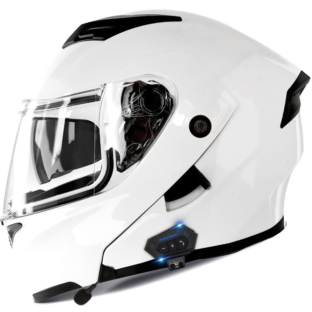 Bluetooth Motorradhelm Motorrad Klapphelm Modularer Helm mit Doppelvisier, ECE Genehmigte Kopfhörer für Automatische Antwort, Vollvisierhelm für Erwachsene Männer Frauen, S-XXL von XYYYM