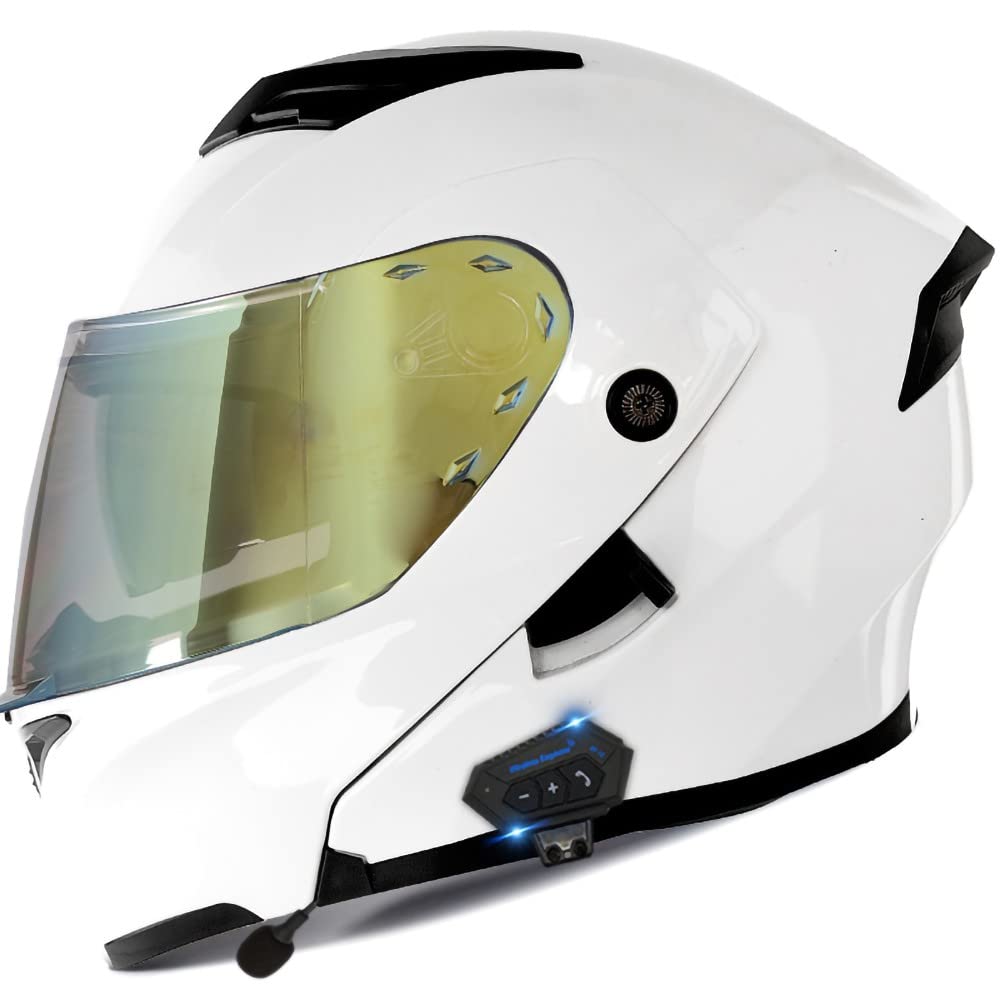 Bluetooth Motorradhelm Motorrad Klapphelm Modularer Helm mit Doppelvisier, ECE Genehmigte Kopfhörer für Automatische Antwort, Vollvisierhelm für Erwachsene Männer Frauen, S-XXL von XYYYM