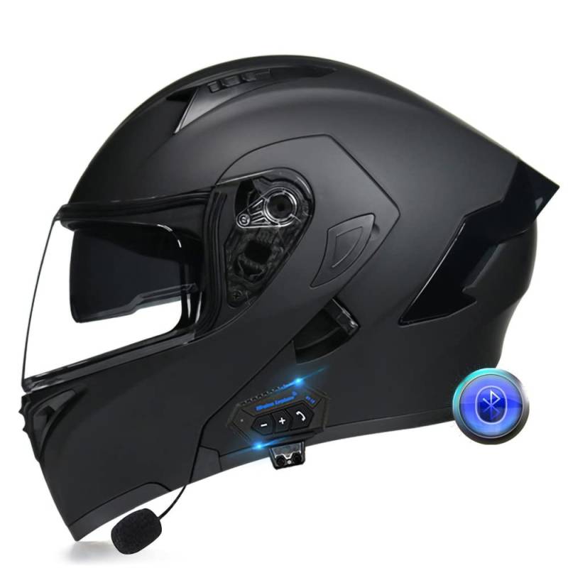 Integralhelm Motorrad Bluetooth Klappbarer Modularer Helm, Eingebauter Lautsprecher Headset Mikrofon Integrierter Helm mit Doppelvisier, ECE Geprüft, Motorradhelm Herren Damen von XYYYM