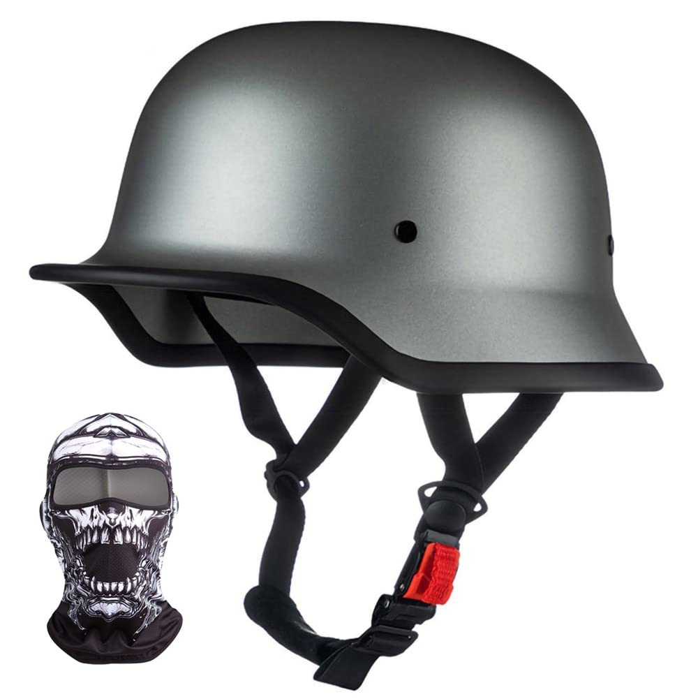 Motorrad Halbhelm Retro Halbschalenhelm Retro Deutsche Motorradhelm mit ECE Genehmigt, Vintage Offenem Helm Jet-Helm Für Männer Und Frauen Fahrrad Cruiser Chopper Moped Roller 57-64cm von XYYYM