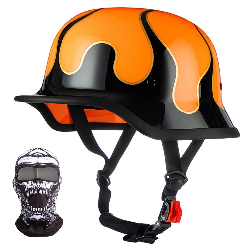 Motorrad Halbhelm Retro Halbschalenhelm Retro Deutsche Motorradhelm mit ECE Genehmigt, Vintage Offenem Helm Jet-Helm Für Männer Und Frauen Fahrrad Cruiser Chopper Moped Roller 57-64cm von XYYYM