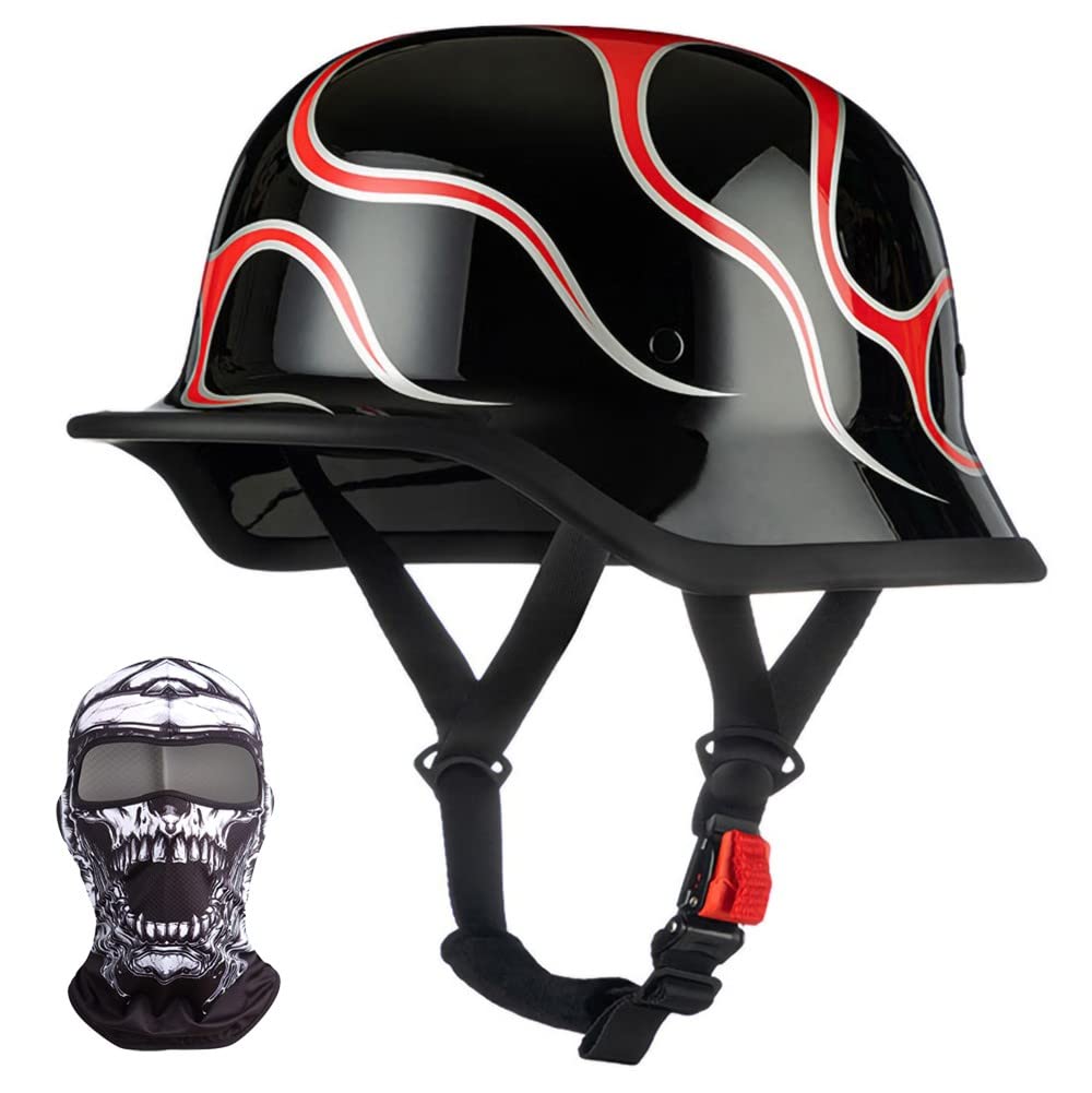 Motorrad Halbhelm Retro Halbschalenhelm Retro Deutsche Motorradhelm mit ECE Genehmigt, Vintage Offenem Helm Jet-Helm Für Männer Und Frauen Fahrrad Cruiser Chopper Moped Roller 57-64cm von XYYYM