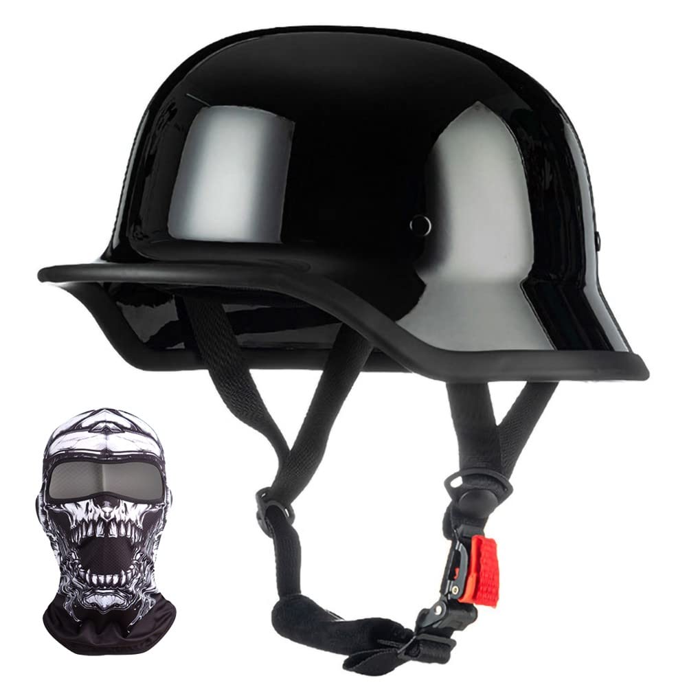 Motorrad Halbhelm Retro Halbschalenhelm Retro Deutsche Motorradhelm mit ECE Genehmigt, Vintage Offenem Helm Jet-Helm Für Männer Und Frauen Fahrrad Cruiser Chopper Moped Roller 57-64cm von XYYYM