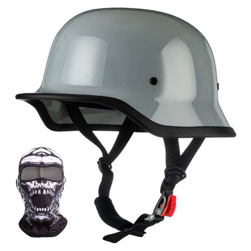 Motorrad Halbhelm Retro Halbschalenhelm Retro Deutsche Motorradhelm mit ECE Genehmigt, Vintage Offenem Helm Jet-Helm Für Männer Und Frauen Fahrrad Cruiser Chopper Moped Roller 57-64cm von XYYYM