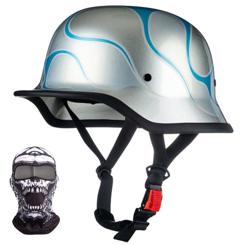 Motorrad Halbhelm Retro Halbschalenhelm Retro Deutsche Motorradhelm mit ECE Genehmigt, Vintage Offenem Helm Jet-Helm Für Männer Und Frauen Fahrrad Cruiser Chopper Moped Roller 57-64cm von XYYYM