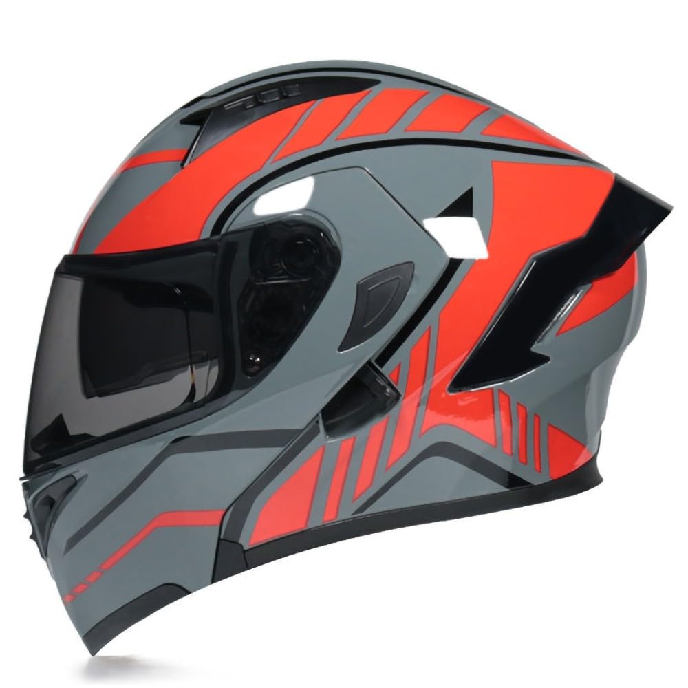 Motorradhelm Klapphelm Integralhelm ECE ZertifiziertVerkehrssicherheit, Robuster Leiser Motorrad Helm, Rollerhelm Sturzhelm mit Doppelvisier Sonnenblende, Damen Herren Erwachsene von XYYYM