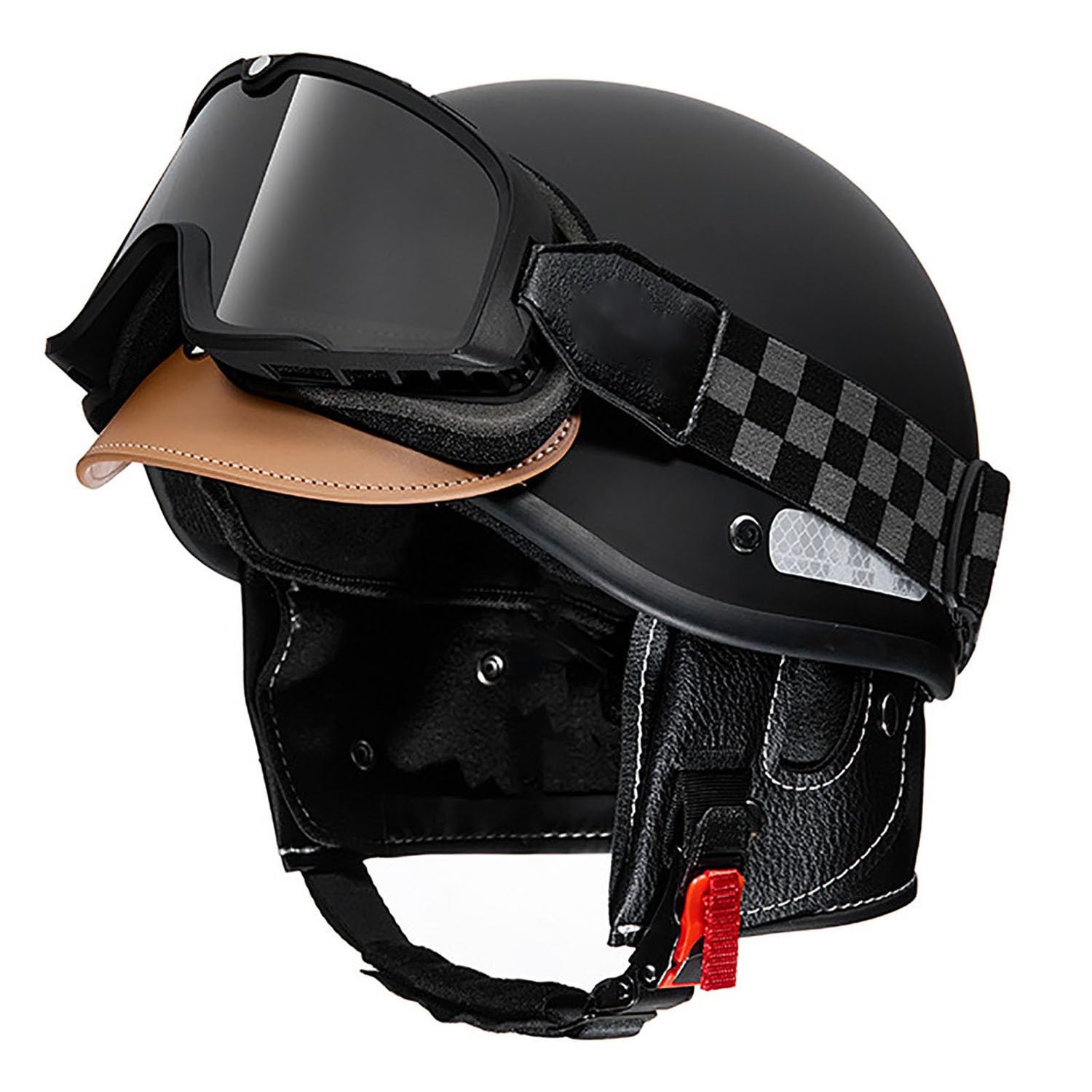 Vintage Motorrad Halbhelm Helm mit Offenem Gesicht, Retro Halbmasken-Helm Erwachsene Männer Frauen für Jet Moped Fahrrad Chopper Scooter Helm, Dual Purpose Liner ECE Geprüft von XYYYM