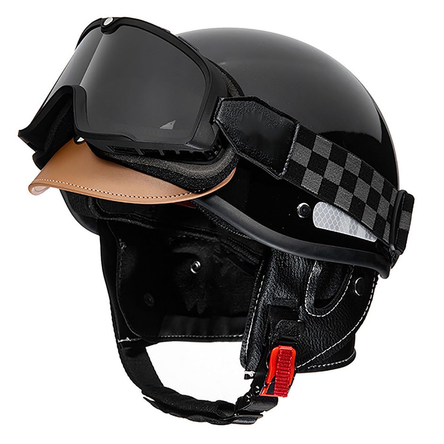 Vintage Motorrad Halbhelm Helm mit Offenem Gesicht, Retro Halbmasken-Helm Erwachsene Männer Frauen für Jet Moped Fahrrad Chopper Scooter Helm, Dual Purpose Liner ECE Geprüft von XYYYM