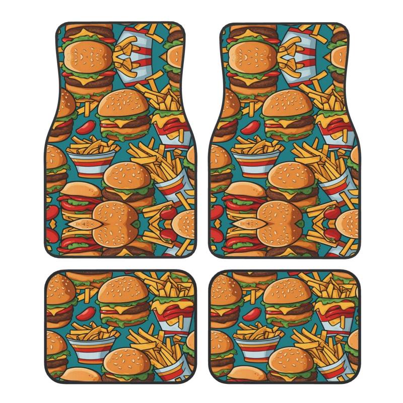 Niedliche Burger-Pommes Frites Ein Set von 4 Auto-Fußmatten hält den Innenraum des Autos sauber und ordentlich, unterstreicht den einzigartigen Geschmack des Besitzers von XZDHH