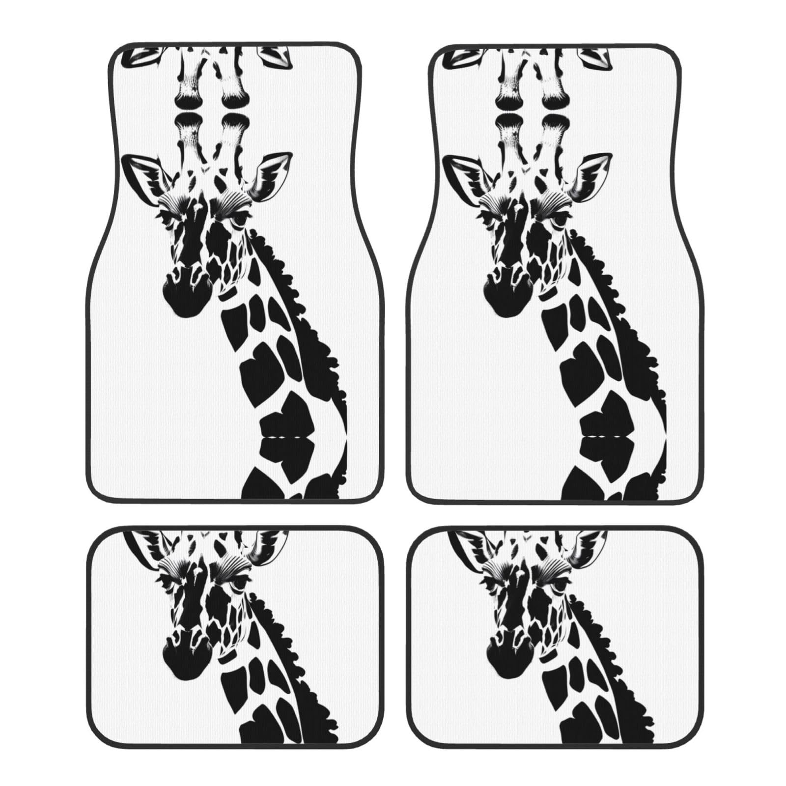 Schwarze und weiße Giraffe, ein Set mit 4 Automatten, langlebiges und elegantes Automobilzubehör für Ihr Fahrzeug von XZDHL