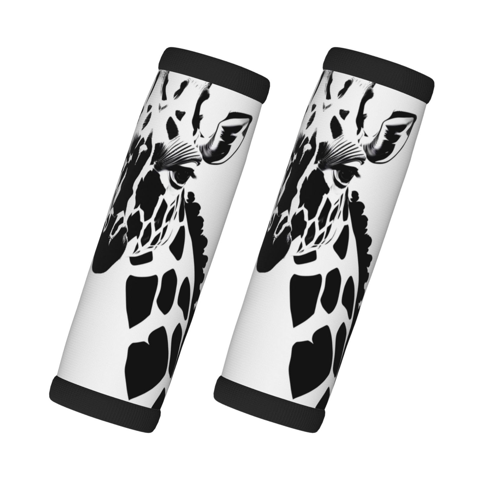 Schwarze und weiße Giraffen-Premium-Gepäckgriffabdeckungen (2 Stück) – Chloropren-Kautschuk-Material von XZDHL