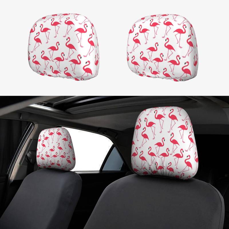 XZDWYX Auto-Kopfstützenbezug mit pinkem Flamingo-Muster, 2-teilig: Lassen Sie Komfort und Mode perfekt in jedem Detail verschmelzen von XZDWYX