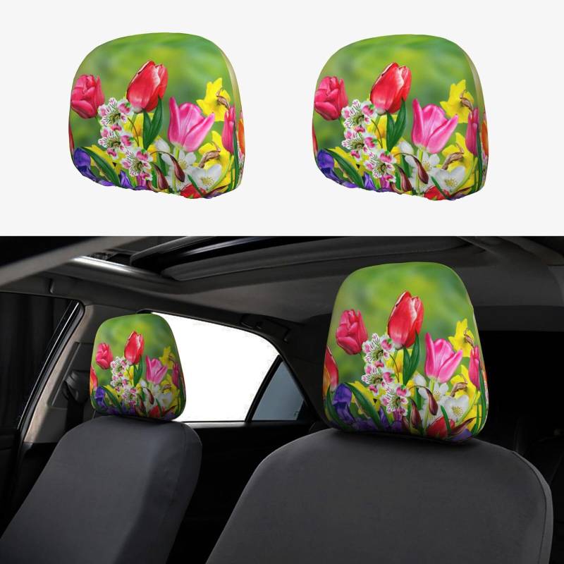XZDWYX Frühlingsblumen-Auto-Kopfstützenbezug, 2-teilig: Lassen Sie Komfort und Mode perfekt in jedem Detail verschmelzen von XZDWYX