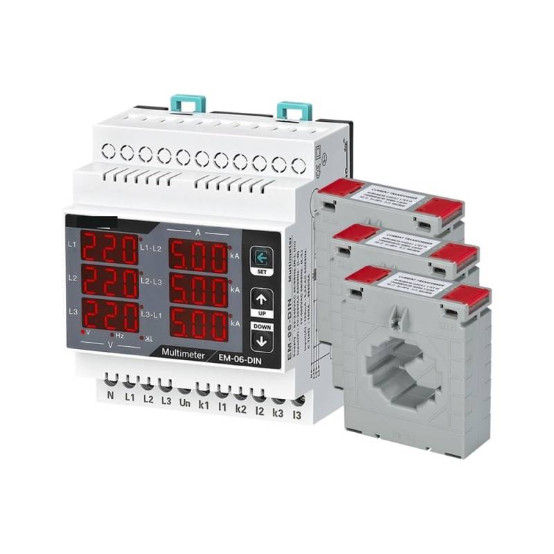 EM-06-DIN Multimeter, Three Phase Volt(L-L),(L-N), Ampere,Frequency, Phase Sequence Display Panel Meter 12 in 1 XZEGJMEO(3CT 1000A) von XZEGJMEO