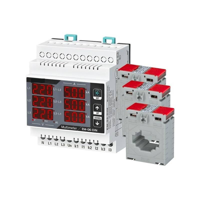 EM-06-DIN Multimeter, Three Phase Volt(L-L),(L-N), Ampere,Frequency, Phase Sequence Display Panel Meter 12 in 1 XZEGJMEO(3CT 150A) von XZEGJMEO