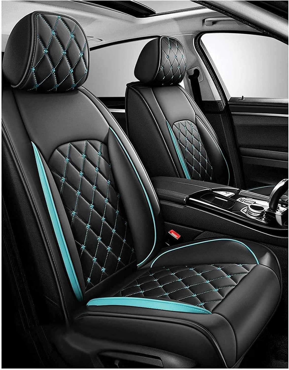 XZKKCD Autositzschoner Leder-Autositzbezug für Infiniti M37X 2000-2023, Full Surround Custom Vorne Und Hinten Leder Auto-Schonbezüge Sets Zubehör,Blue von XZKKCD