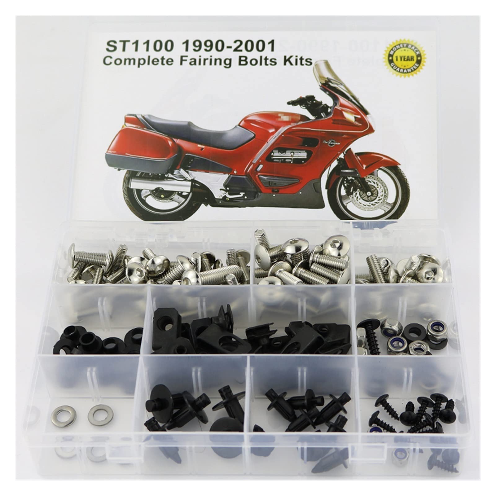 Passt für HON-DA ST1100 1990-2002 Komplette Full Fouring Bolts Kit Motorrad abdecken Körperarbeit Schrauben Bolzen Geschwindigkeitsmuttern (Color : Silver) von XZMALZYC