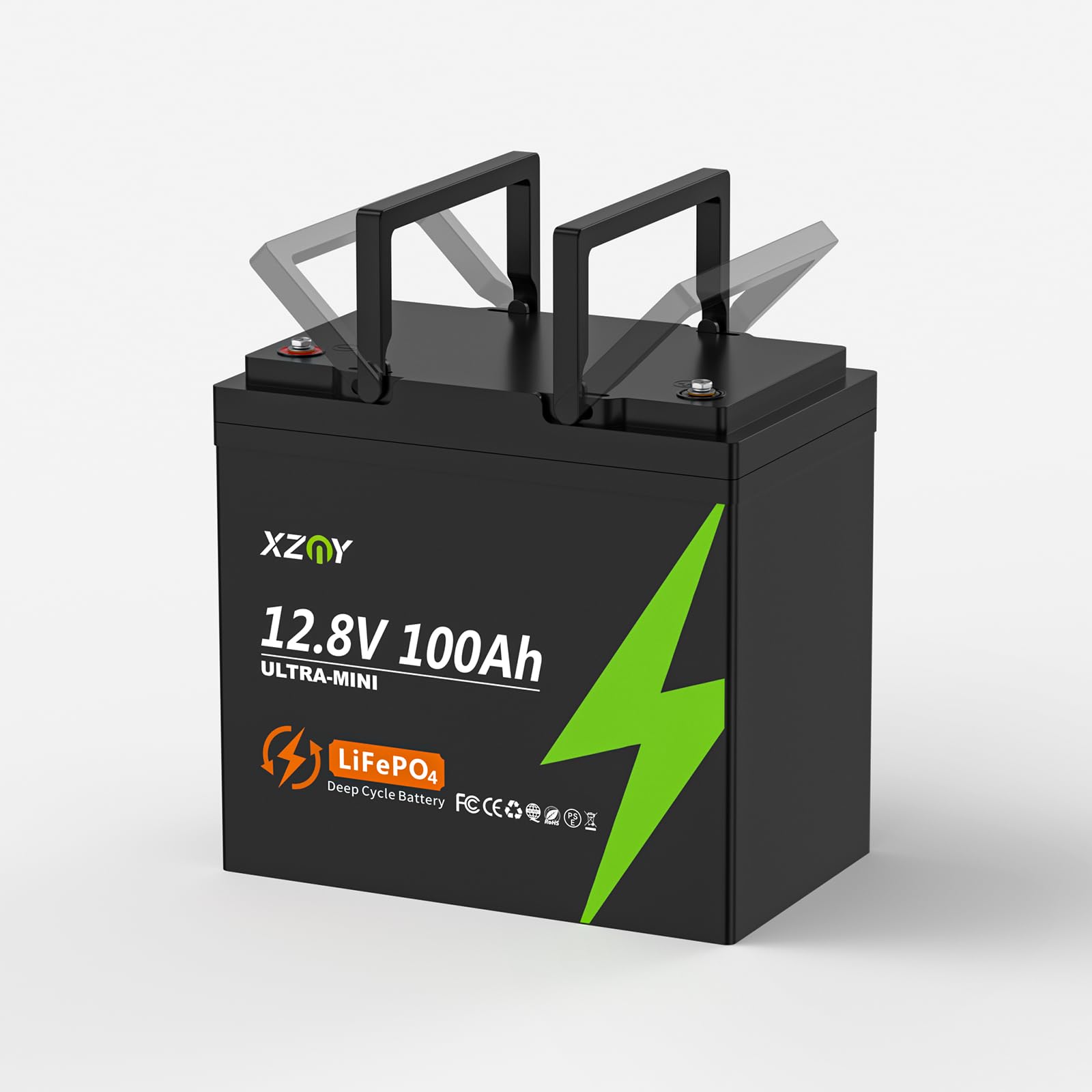 XZNY® 12V 100Ah Mini LiFePO4 Lithium-Batterie, Ultra Mini 12V 100Ah LiFePO4 Tiefzyklus Lithium-Akku mit integriertem 100A-BMS, Geeignet für Wohnmobile, Solarbatterien und Off Grid von XZNY