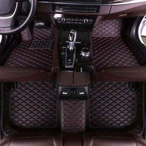 Auto Fußmatten für Audi A4 B9 sedan 2016-2019,Allwetter All-Inclusive-Stil Autoteppich Langlebiges wasserdichte Leder Bodenmatten Teppich Schutzmatte,A-Black Red von XZQSJHP