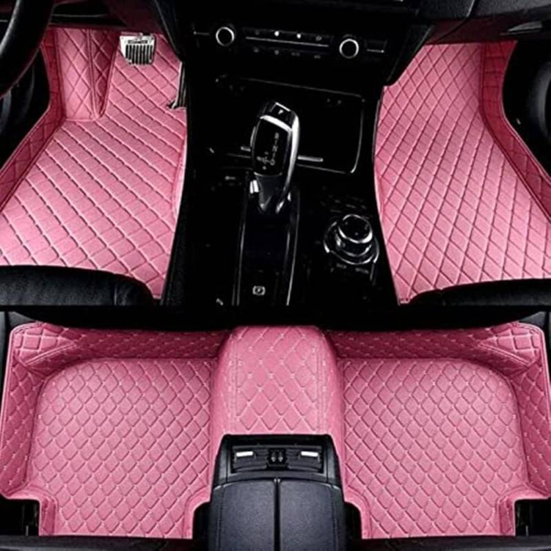 Auto Fußmatten für Audi A8 Limousine D5 (5seats) SWB 2018-2022,Allwetter All-Inclusive-Stil Autoteppich Langlebiges wasserdichte Leder Bodenmatten Teppich Schutzmatte,A-Pink von XZQSJHP