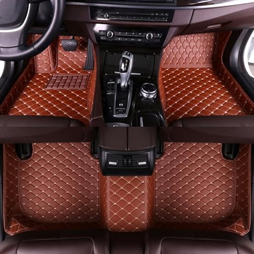 Auto Fußmatten für Audi RS4 B9 Avant 2017-2021,Allwetter All-Inclusive-Stil Autoteppich Langlebiges wasserdichte Leder Bodenmatten Teppich Schutzmatte,A-Brown von XZQSJHP