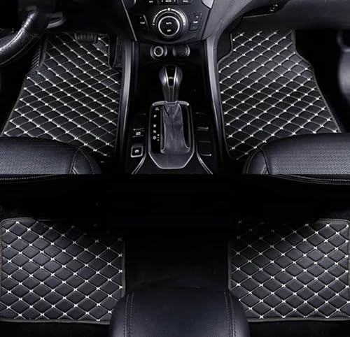 Auto Leder Fussmatten für MG MG3 2010-2016,Allwetter Fußmatten Wasserfest rutschfest Strapazierfähigen Automatten,A-Black White von XZQSJHP