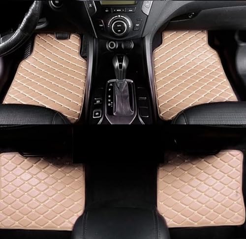 Auto Leder Fussmatten für Nissan Qashqai (J11) 2. Gen 2015-2020,Allwetter Fußmatten Wasserfest rutschfest Strapazierfähigen Automatten,A-Beige von XZQSJHP